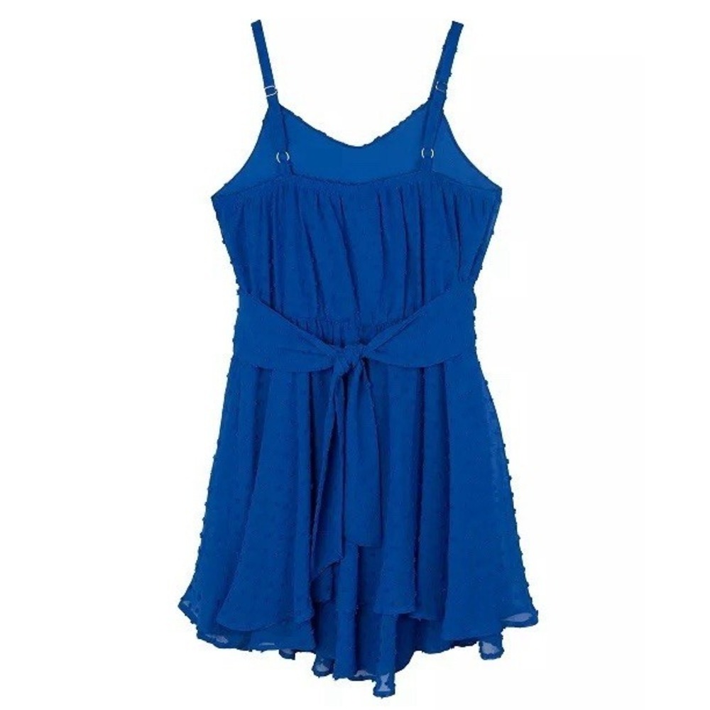 Rare Editions Girls Romper Size 7 NWT Royal Blue Swiss Dot Chiffon - Picture 3 of 8